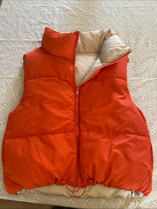 Jackets & Blazers - Bright Red Puffer Vest with Cream Lining